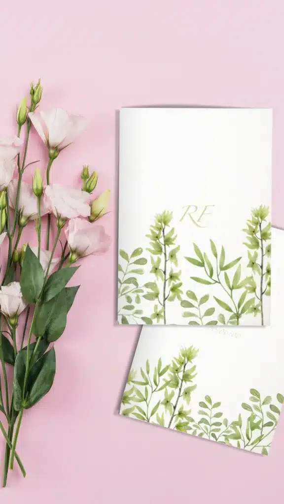 Copertina libretto matrimonio con piante verdi